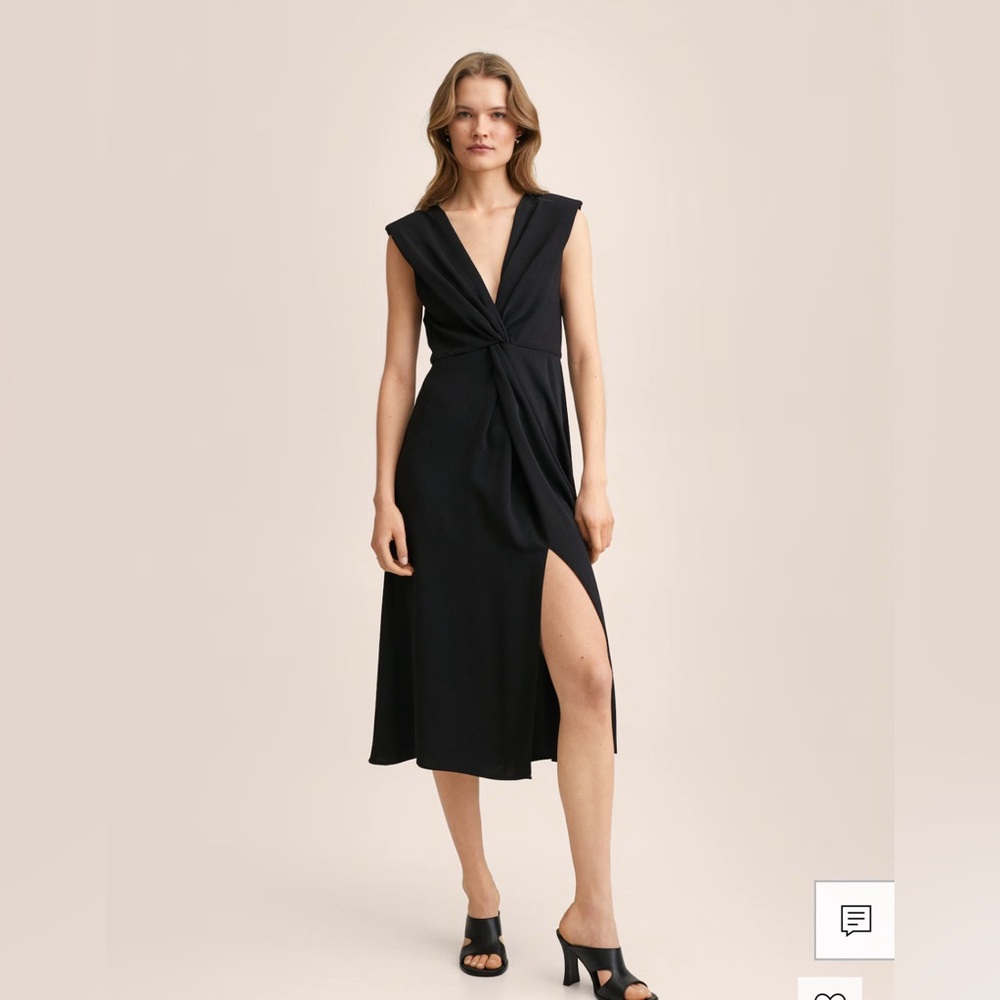 NWT Mango Black Knot Detail Dress, Size XS